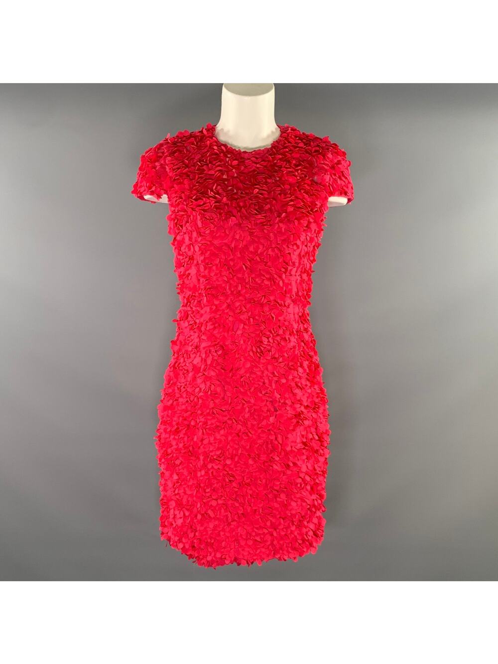 AKRIS Size 4 Pink Polyester Textured Shift Dress
